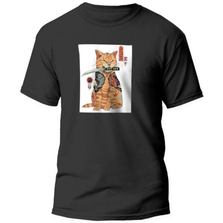 Remera Gato Japones Negra