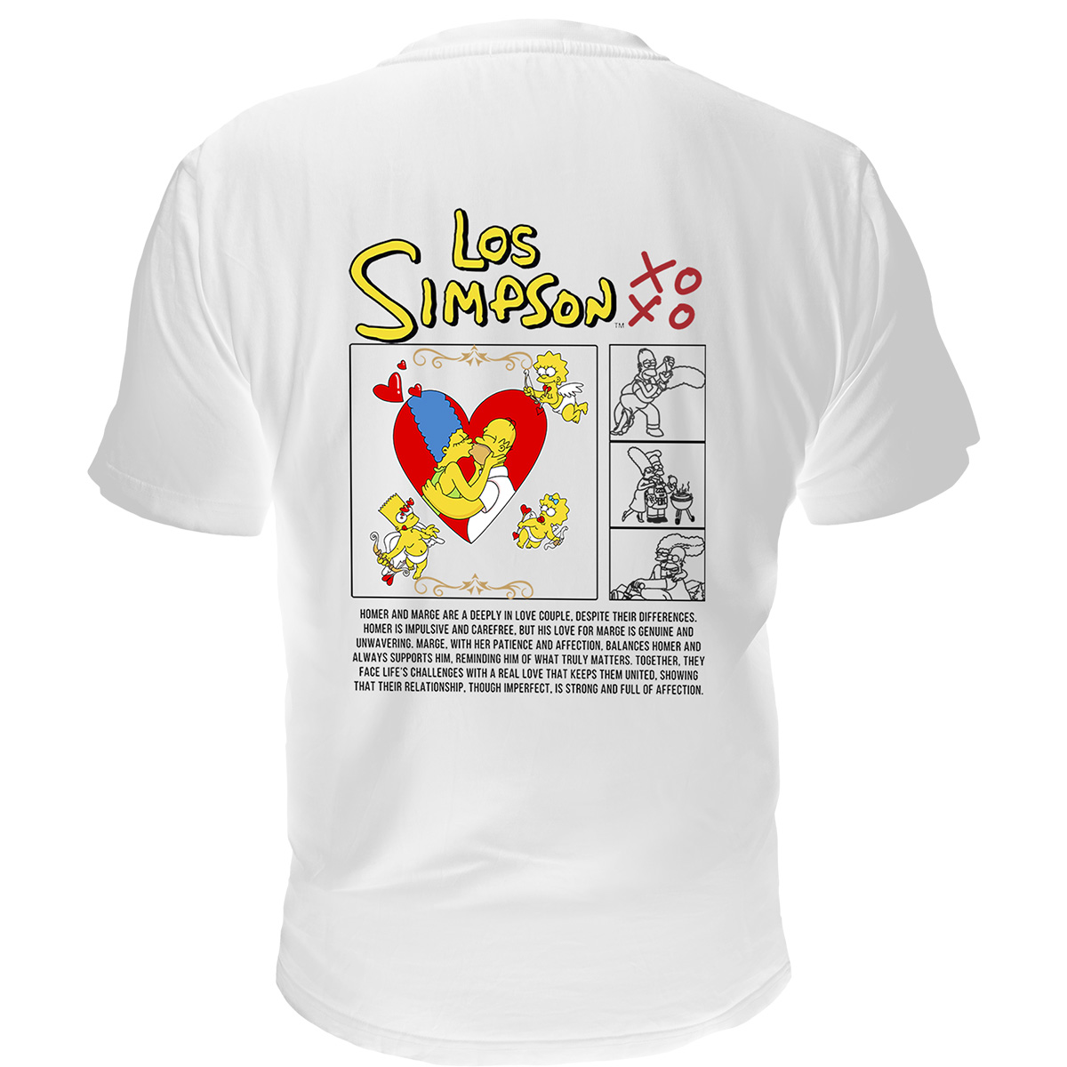 Remera Honda Suki 2 Remera Homero y Marge Enamorados Blanca