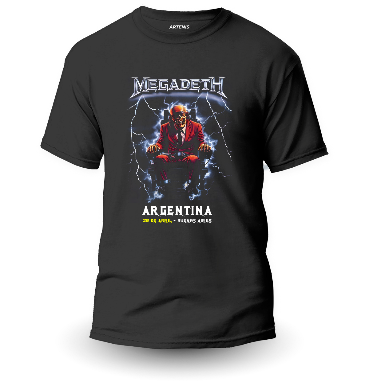 Remera Megadeth Fecha Argentina Electric Chair 1 Remera Megadeth Fecha Argentina Electric Chair