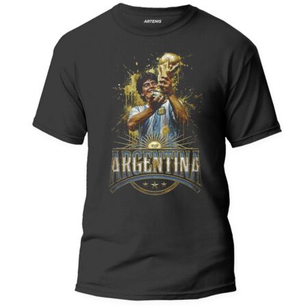 Remera Maradona Con la Copa